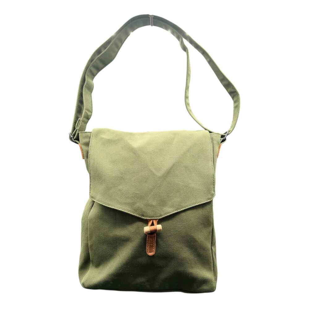 Di Geordie Olive Green Canvas Crossbody Bag Italian Leather Trim